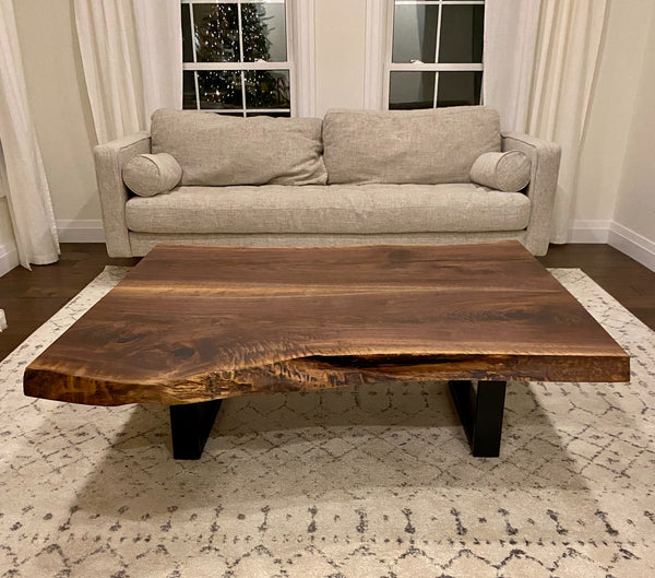 Black Walnut Live Edge Table, Metal Legs