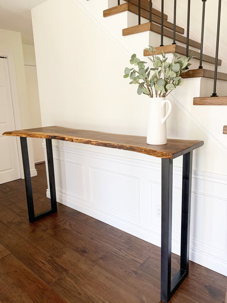 Walnut Live Edge Sofa Bar Table