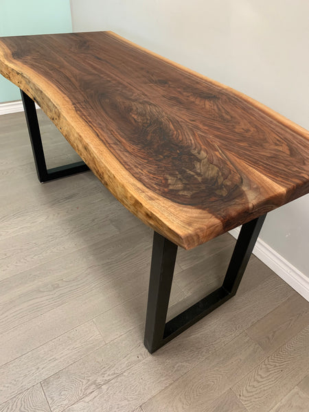 Custom Made Black Walnut Live Edge Sofa Bar Tables