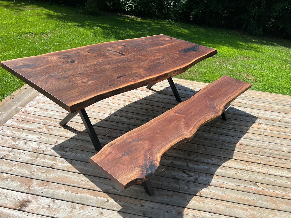 Live edge bench with back deals
