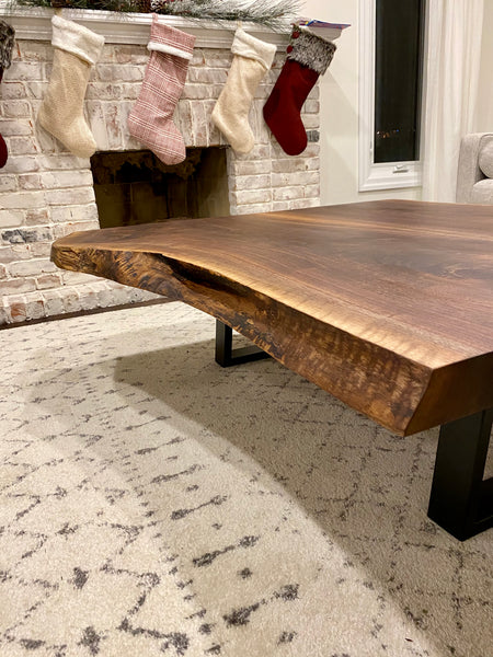 Black Walnut Live Edge Table, Metal Legs