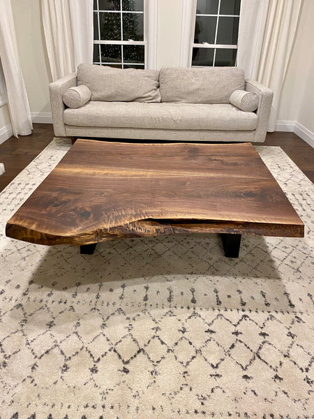 Black Walnut Live Edge Table, Metal Legs
