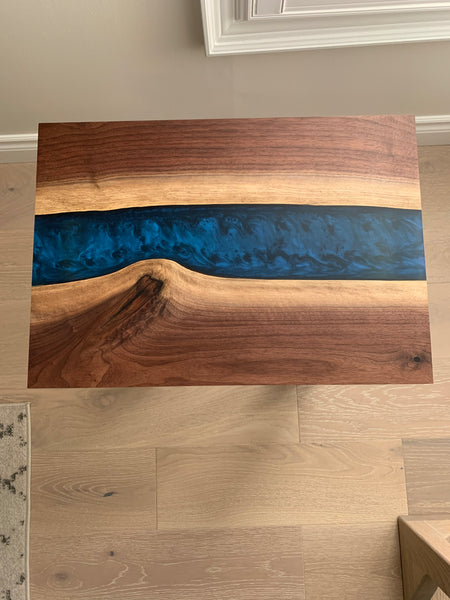 Walnut River Epoxy Board, Blue Epoxy