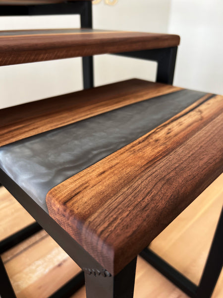 Nested Tables; Gray Epoxy; Close up