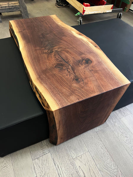 Ottoman with solid wood coffee table