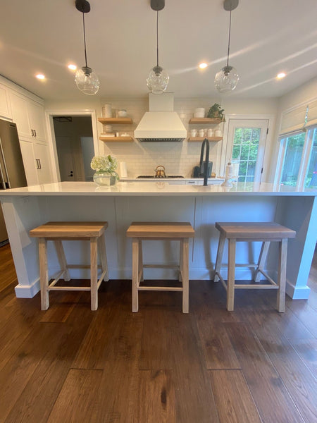 Handcrafted Solid White Oak Floating Shelves with Steel Wall Mounting Brackets
