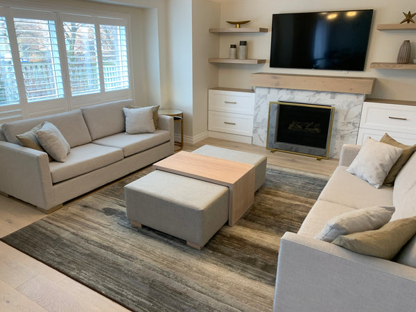 Ottoman with solid Oak coffee table