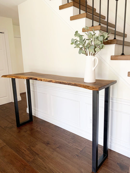 Walnut Live Edge Sofa Bar Table
