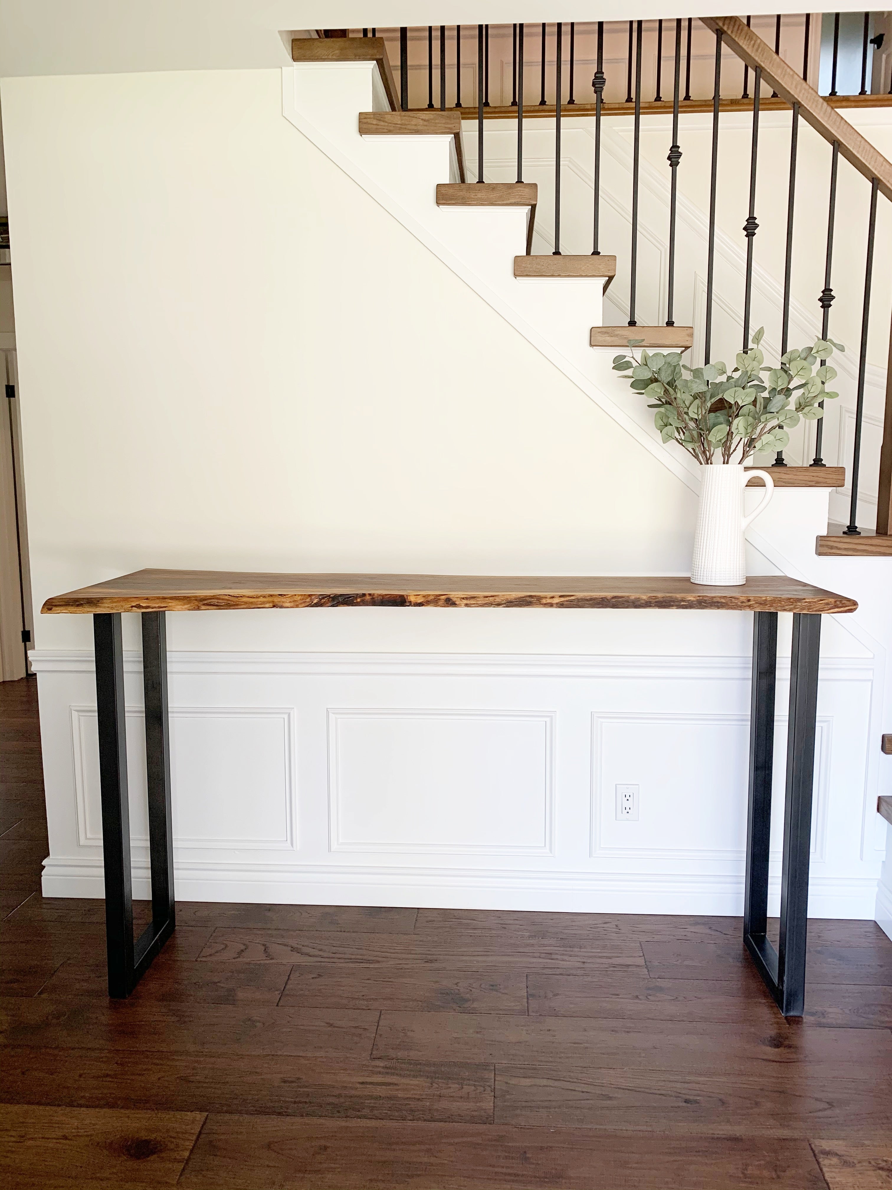 Front View, Walnut Live Edge Sofa Bar Table