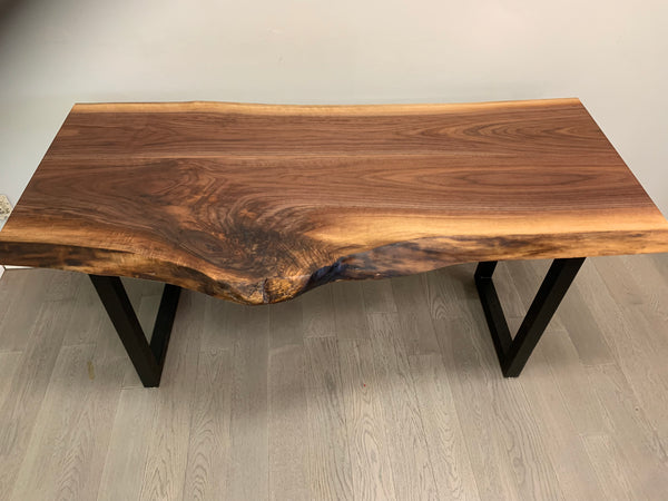 Custom Made Black Walnut Live Edge Sofa Bar Tables