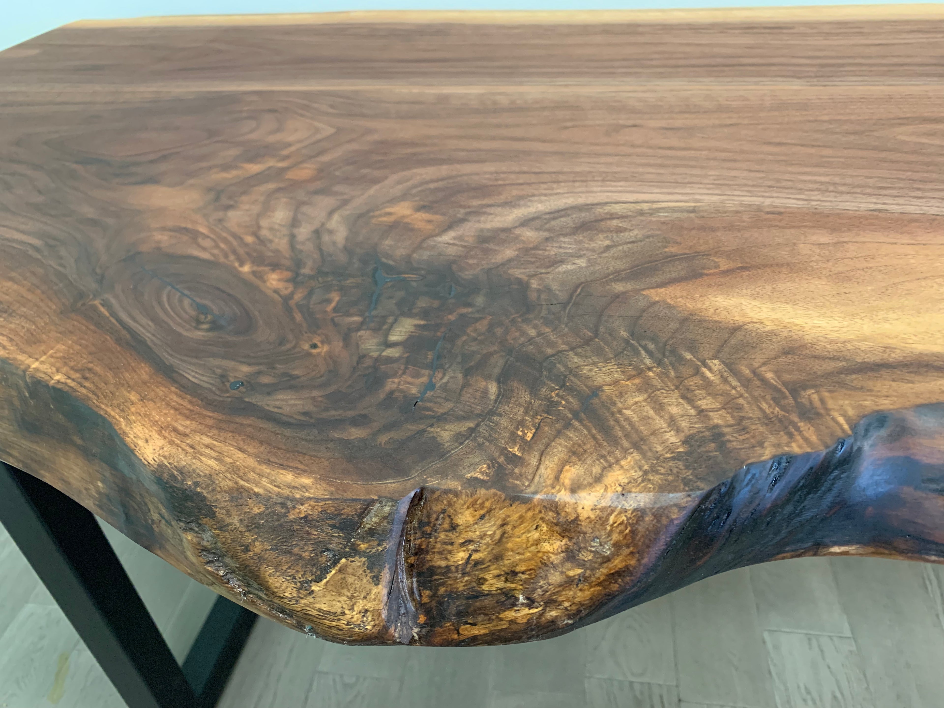 Custom Made Black Walnut Live Edge Sofa Bar Tables
