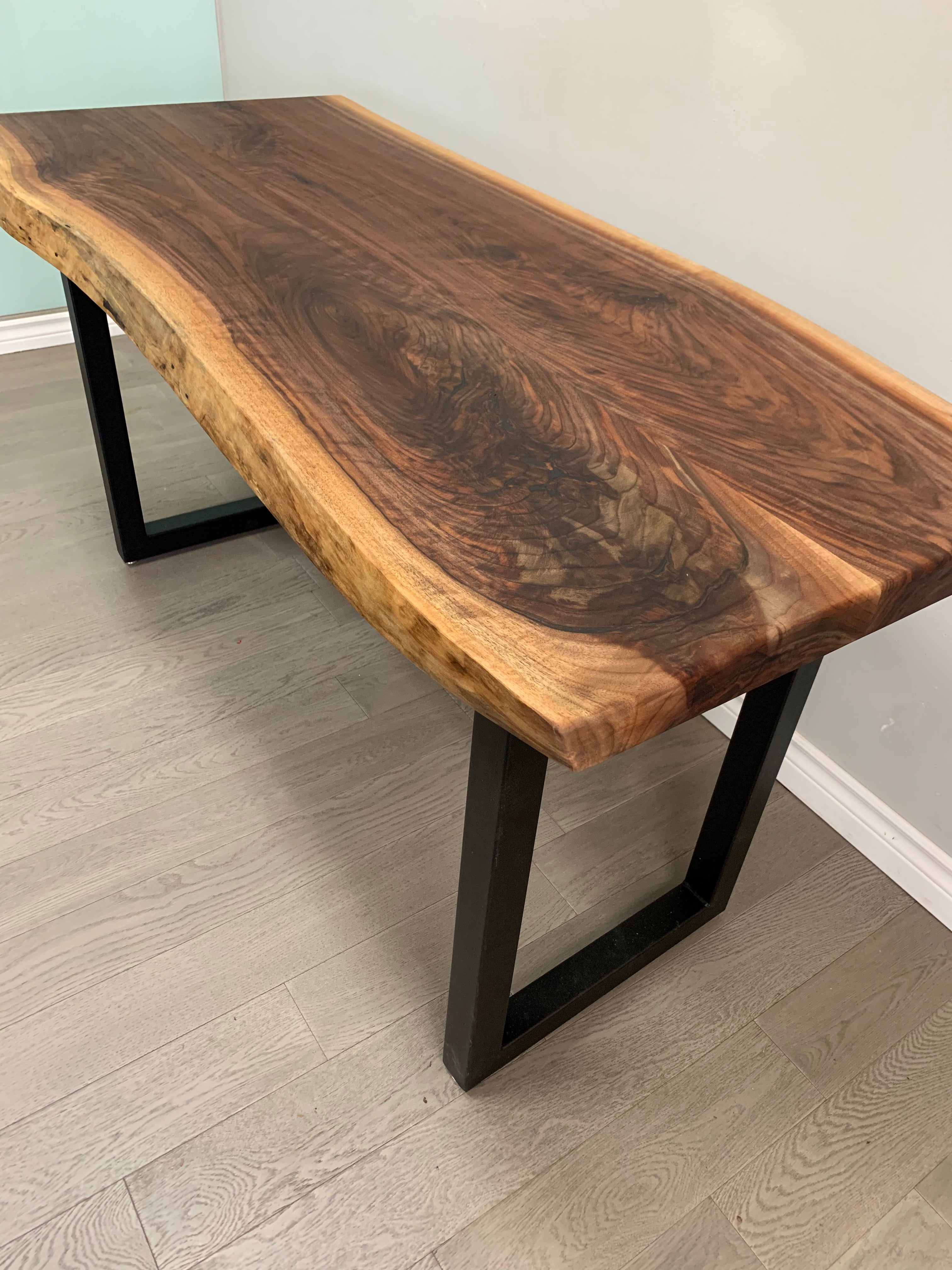 Custom Made Black Walnut Live Edge Sofa Bar Tables