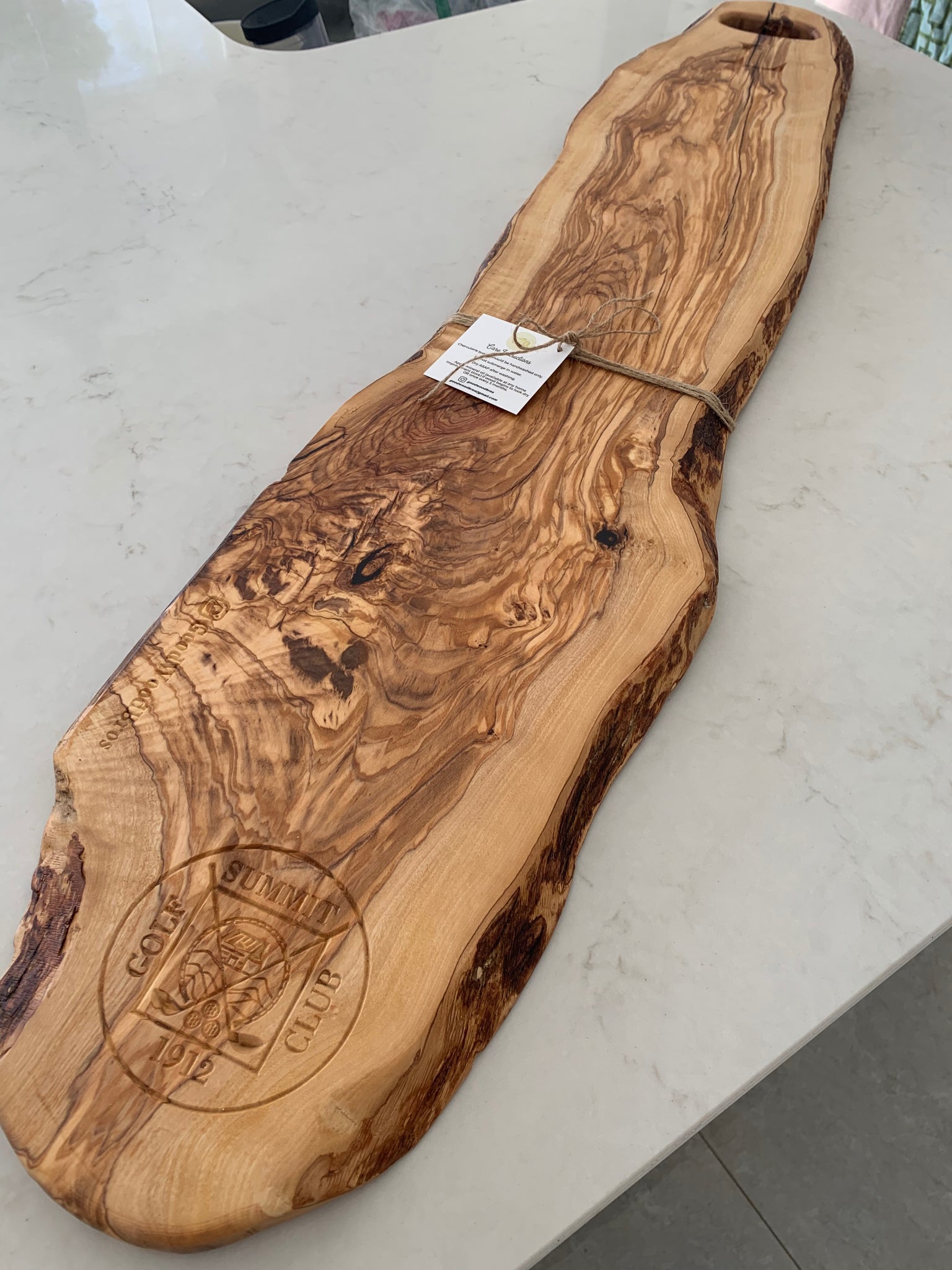 Italian Olive Wood Charcuterie Board, Engraved, Long