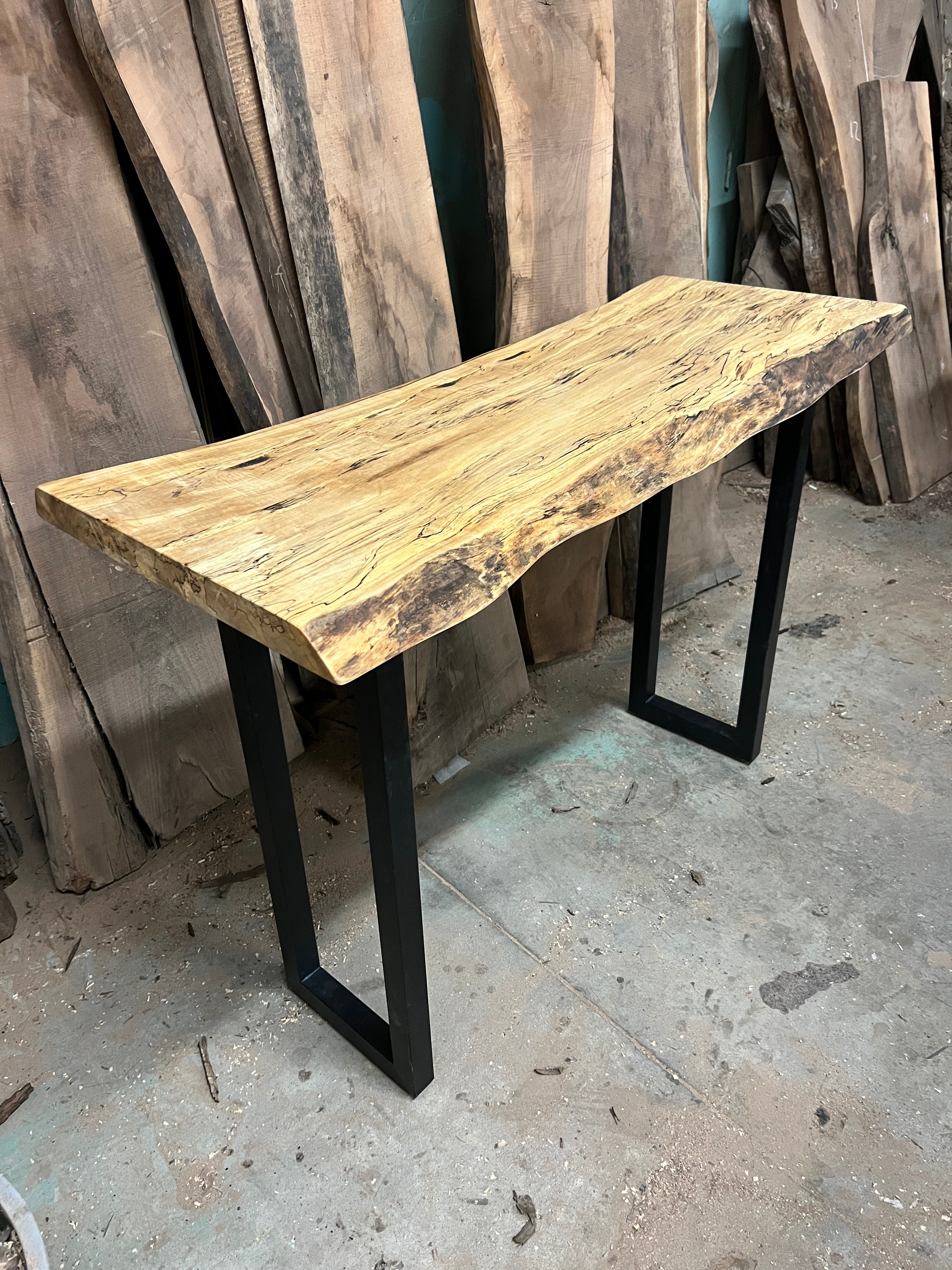 Custom Made Spalted Maple Live Edge Sofa Bar Tables