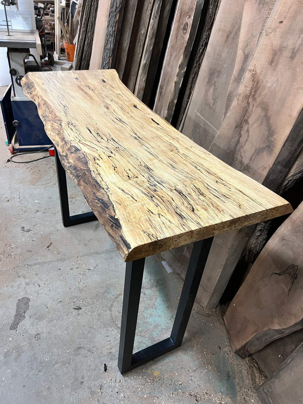 Custom Made Spalted Maple Live Edge Sofa Bar Tables
