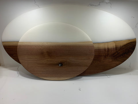 Pair of Walnut Epoxy Oval Charcuterie Board