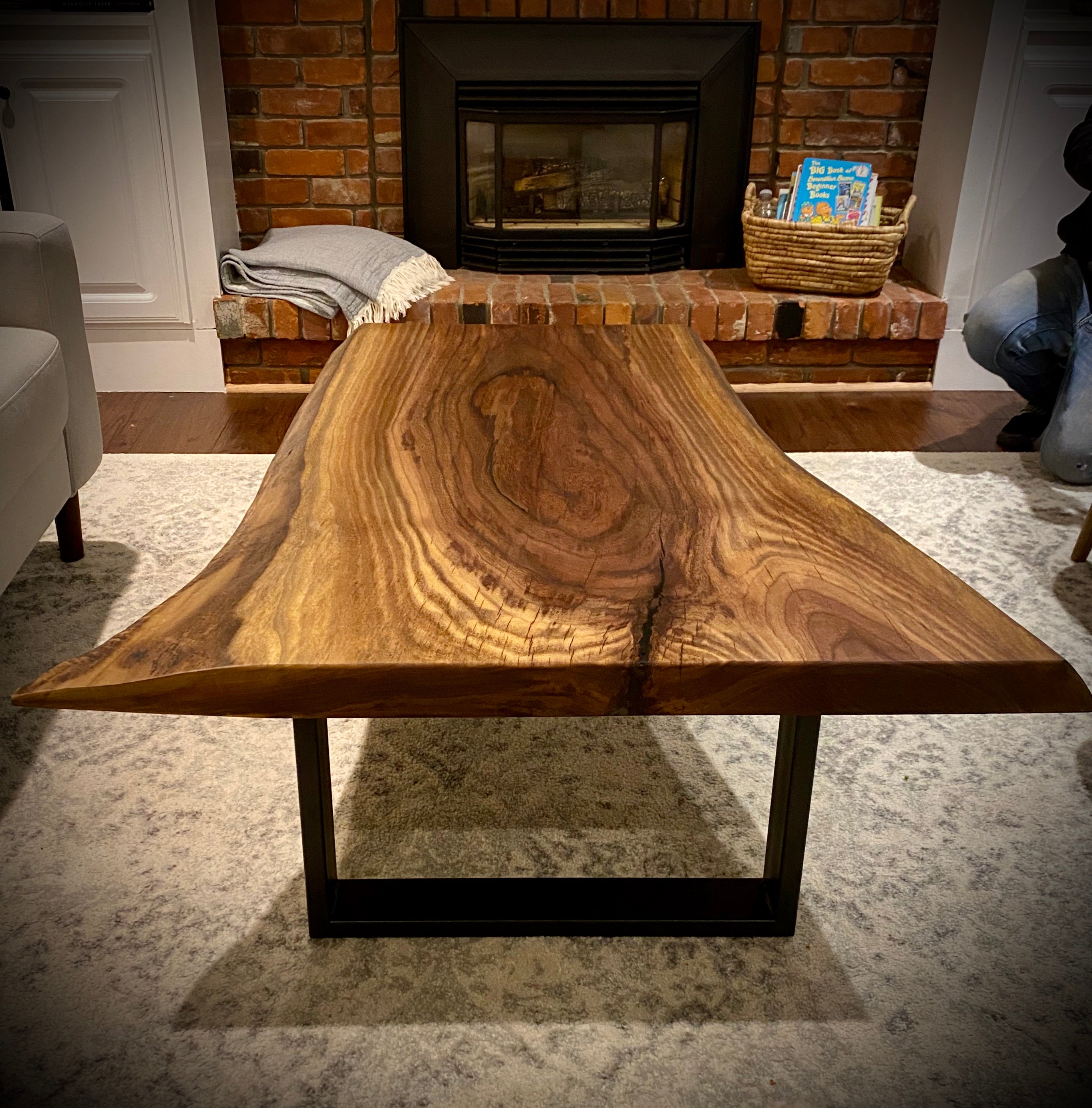 Side View, Live Edge Walnut Coffee Table, Metal Legs