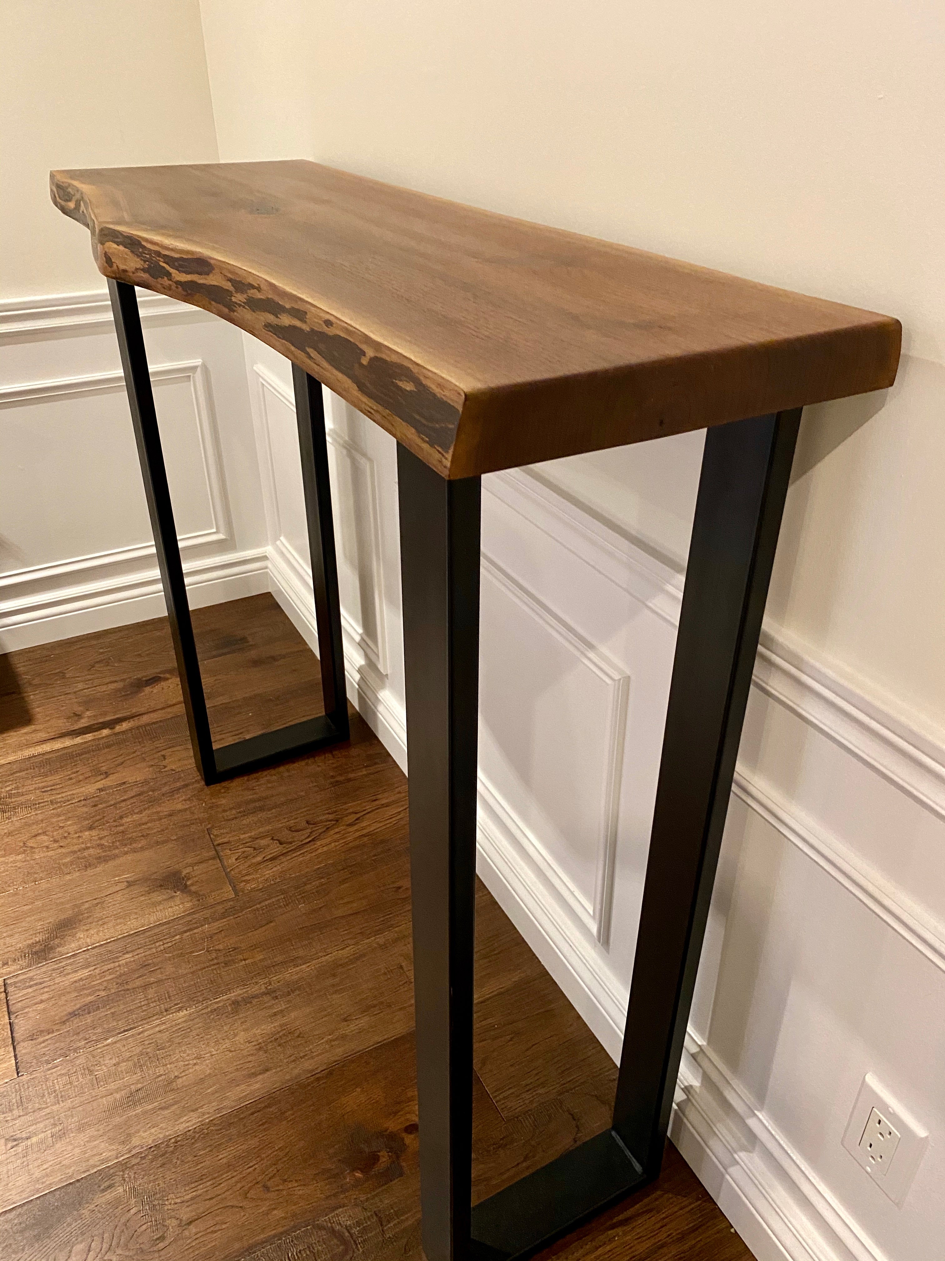 Side View, Walnut Live Edge Sofa Bar Table