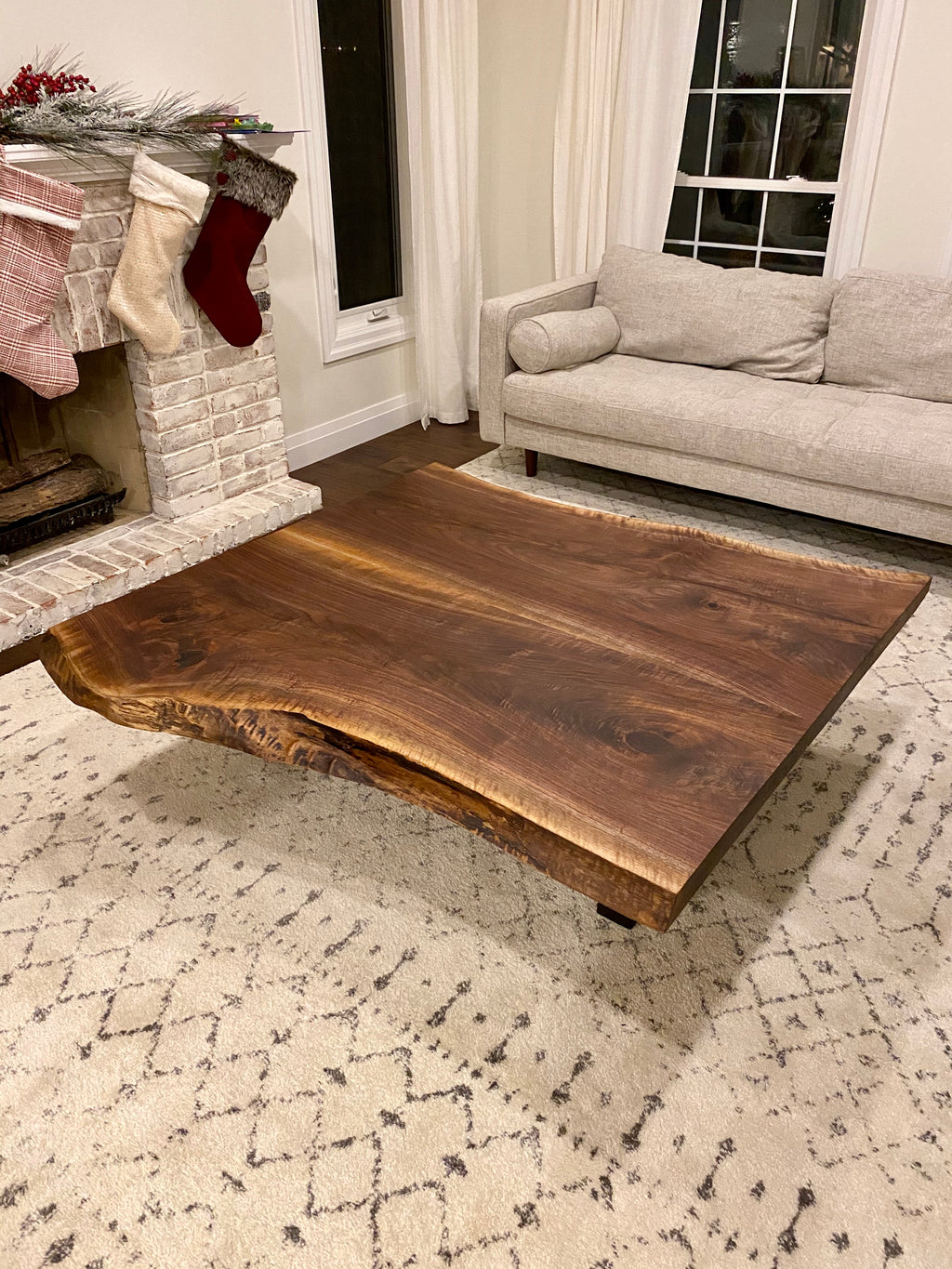 Black Walnut Live Edge Table, Metal Legs