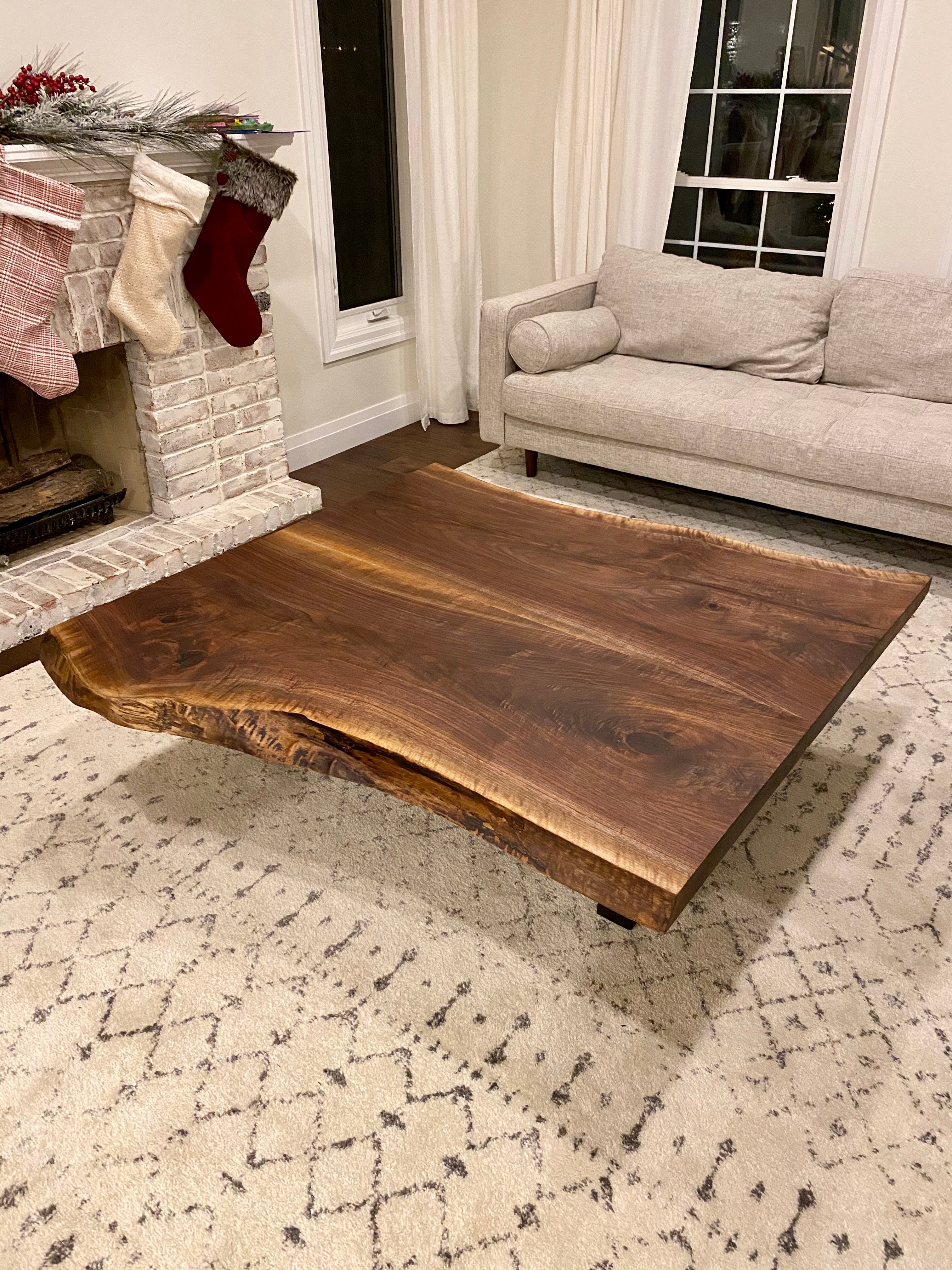 Black Walnut Live Edge Table, Metal Legs