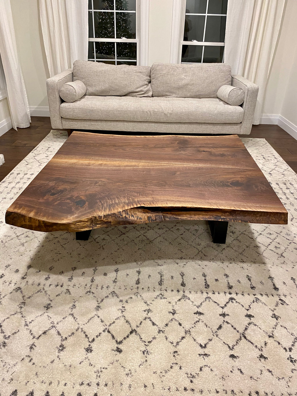 Black Walnut Live Edge Table, Metal Legs