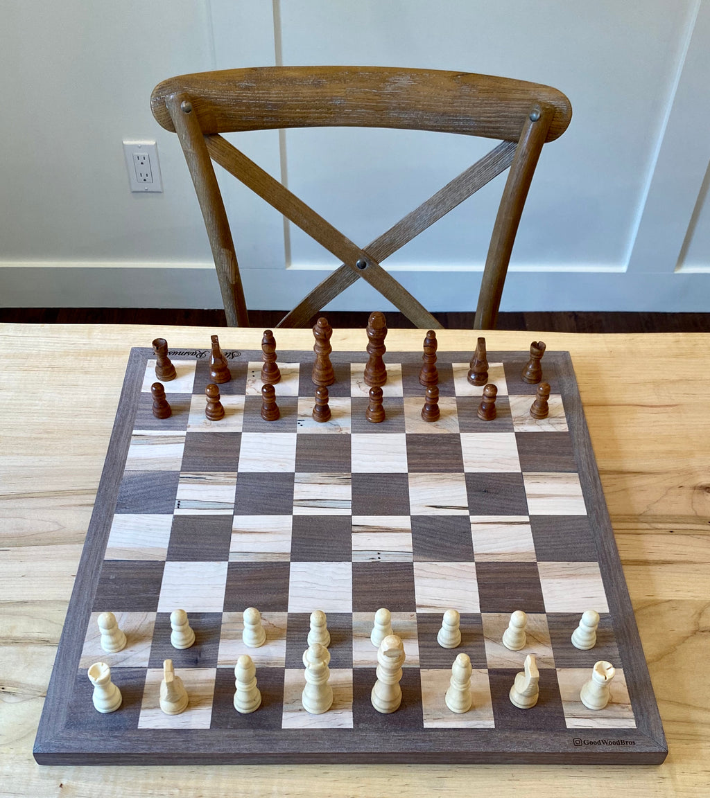 Overhead View, Chess Board with full pieces