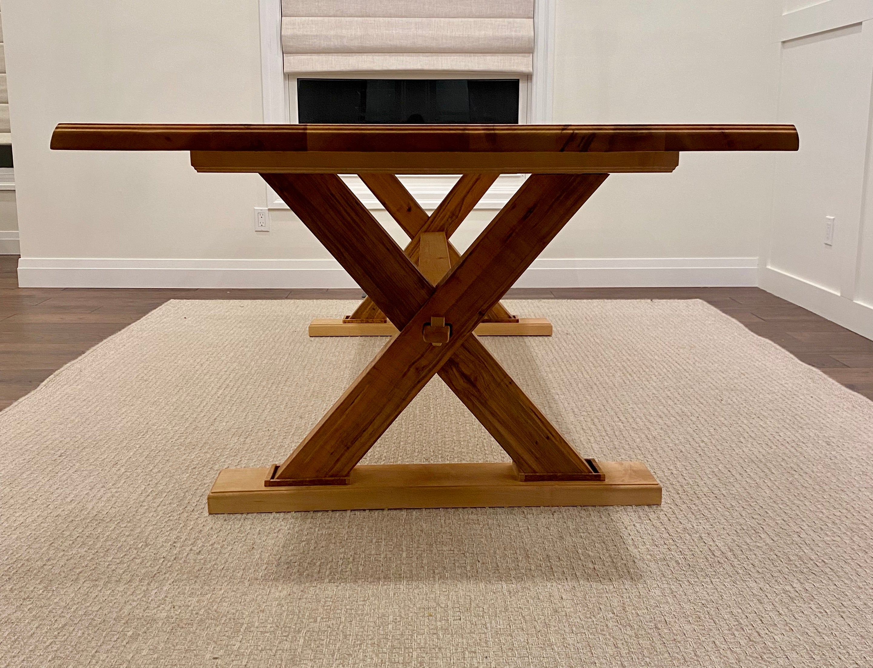 Side View, Live Edge Ambrosia Maple, Dining Table, Wooden Legs, 