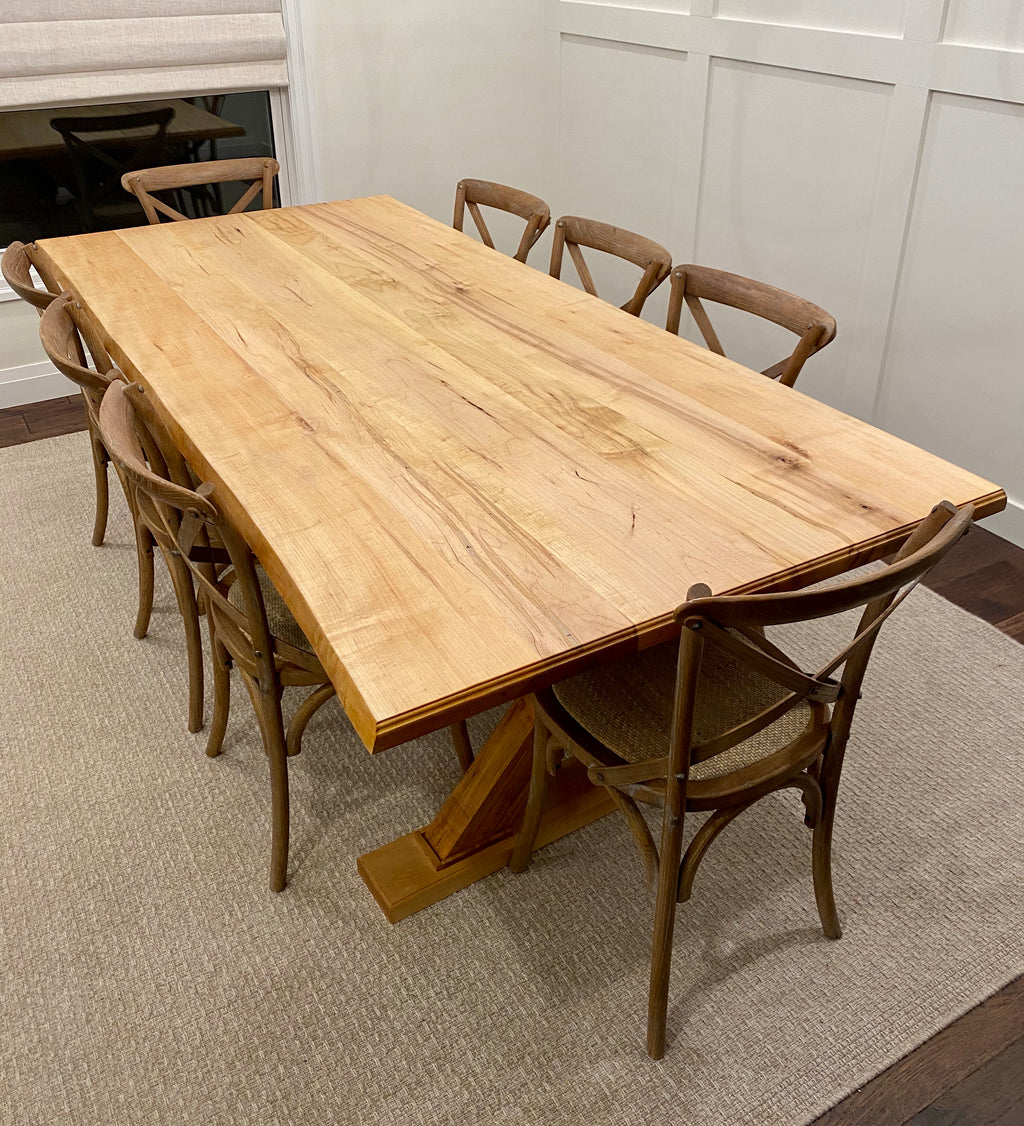 Angled View, Live Edge Ambrosia Maple, Dining Table