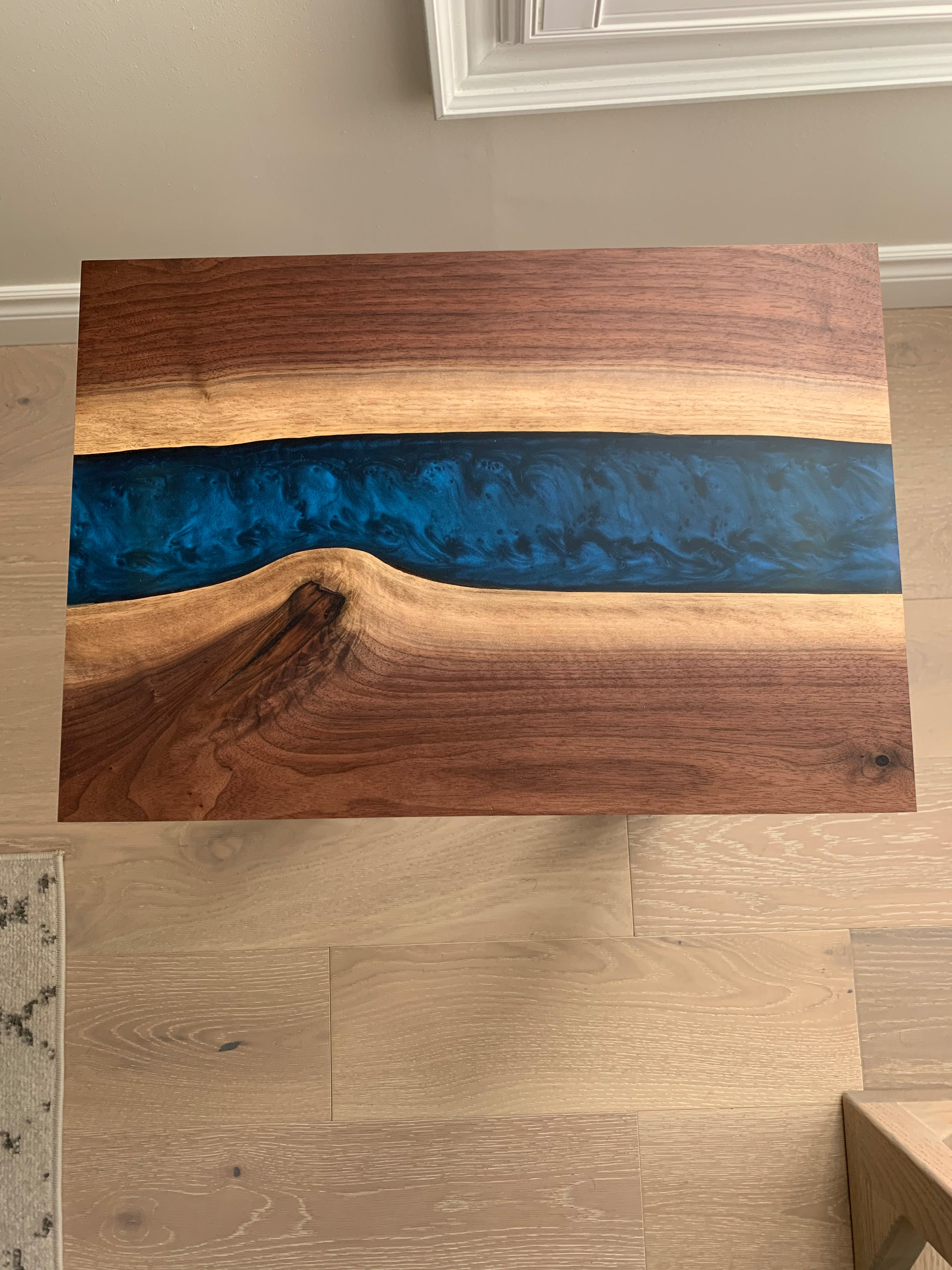 Walnut River Epoxy Board, Blue Epoxy