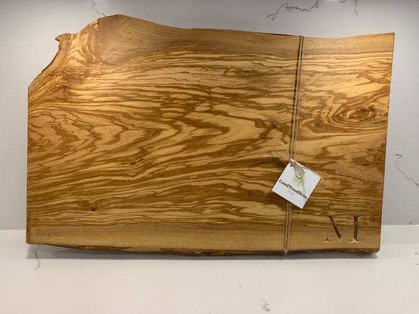 Italian Olive Wood Charcuterie Board, Engraved: M, short