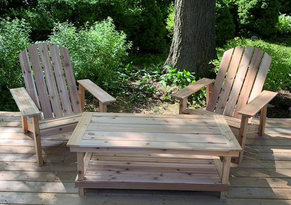 Outdoor Cedar Coffee Table with Cedar chairs