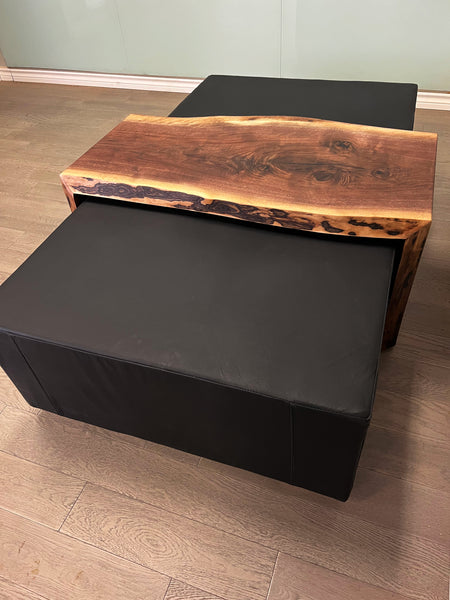 Ottoman with solid wood coffee table