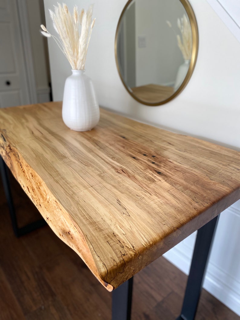 Custom Made Spalted Maple Live Edge Sofa Bar Tables