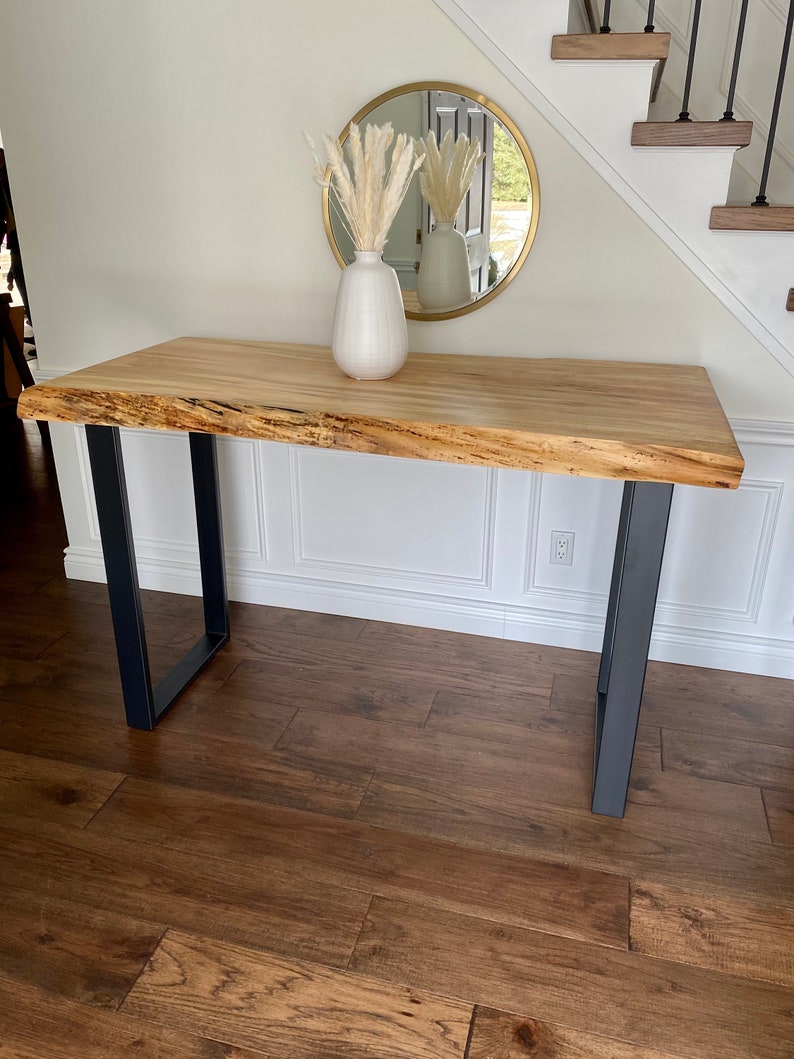 Custom Made Spalted Maple Live Edge Sofa Bar Tables