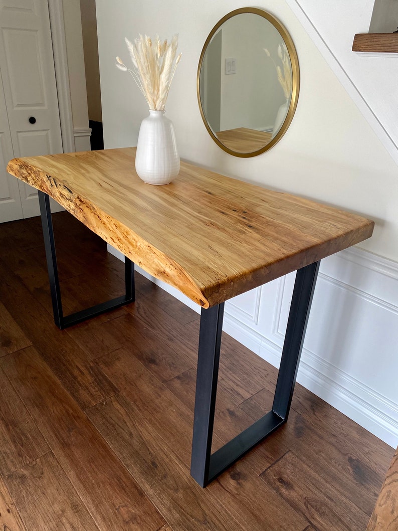 Custom Made Spalted Maple Live Edge Sofa Bar Tables