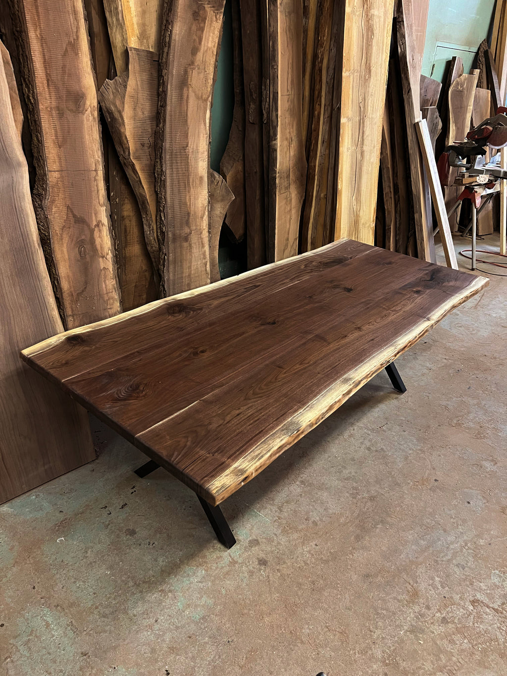 Walnut Table; "X" Shaped Legs