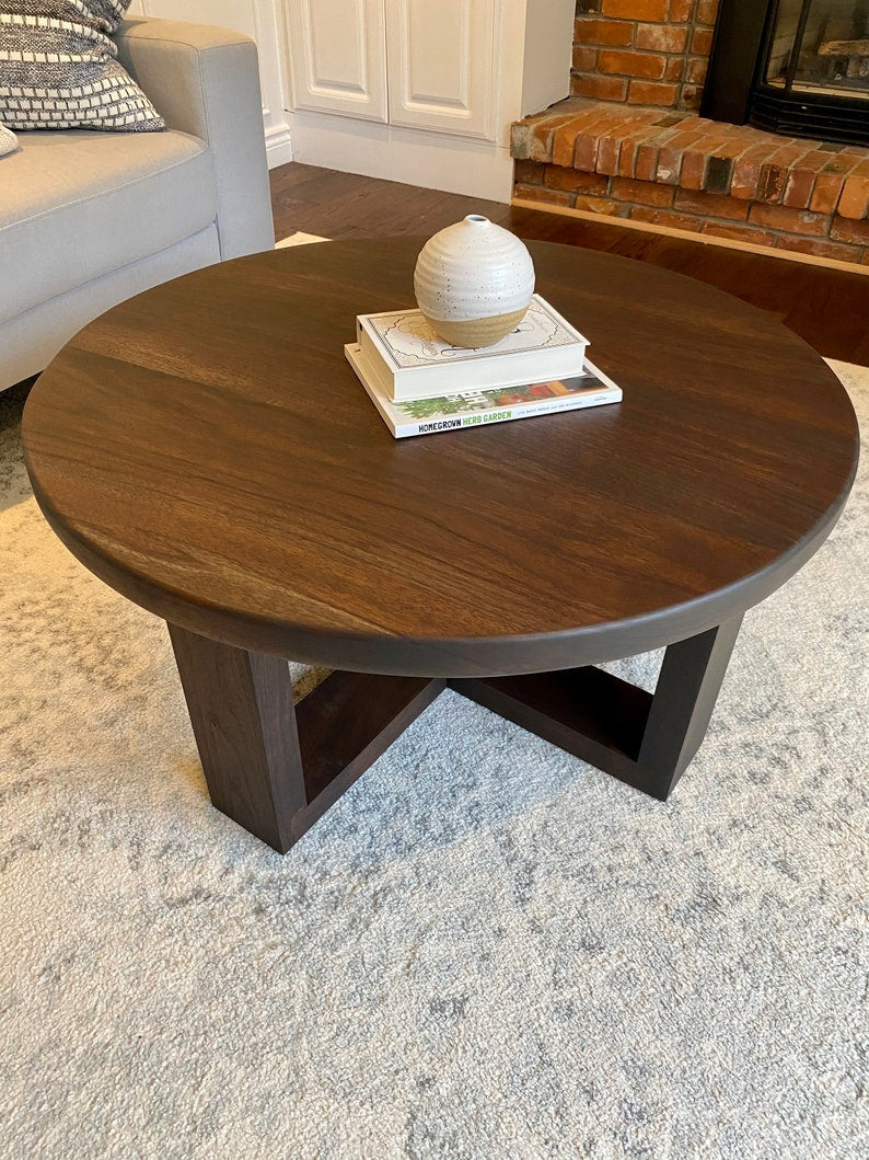 Custom Made Black Walnut Round Coffee Table
