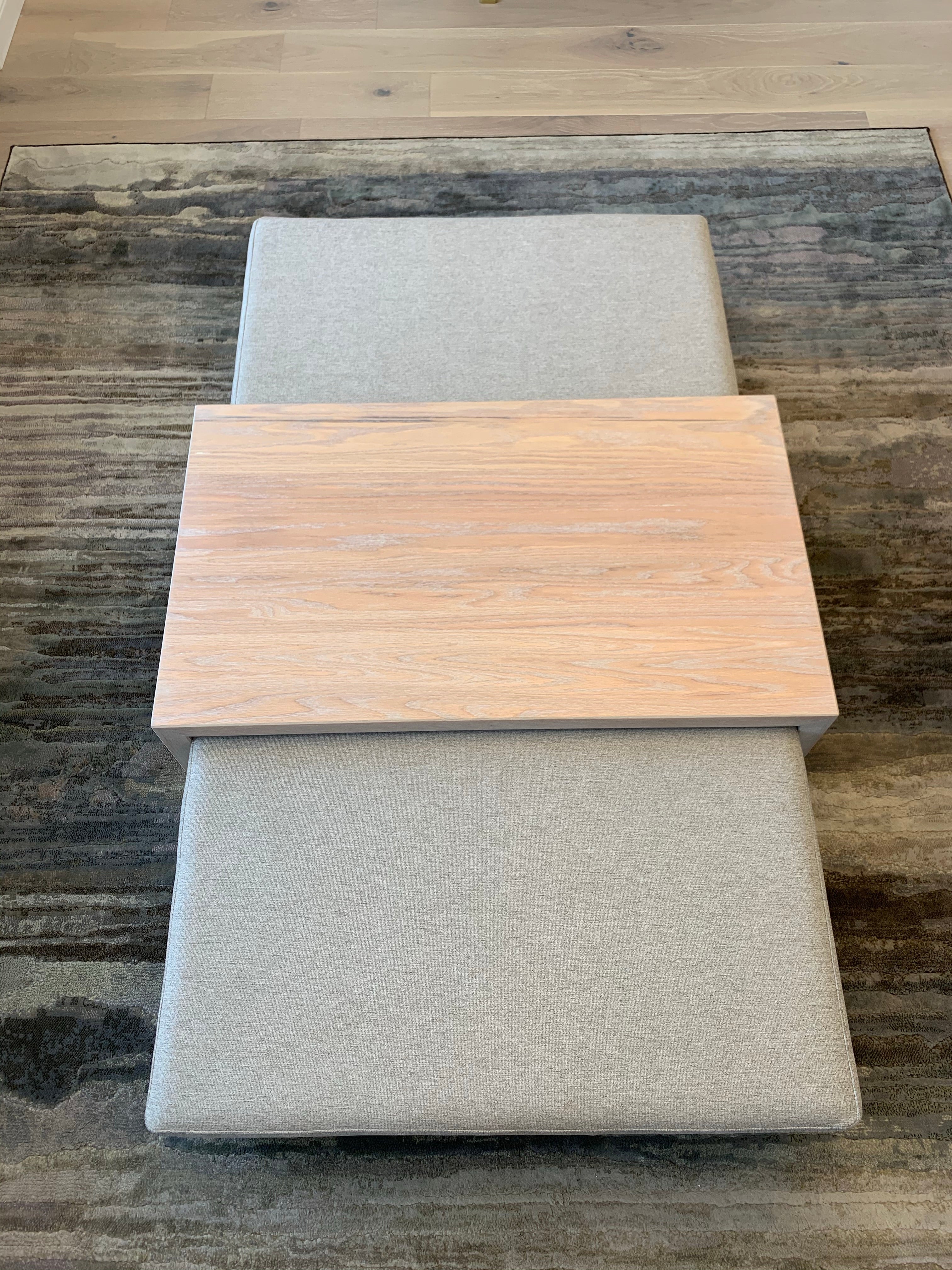 Ottoman with solid Oak coffee table