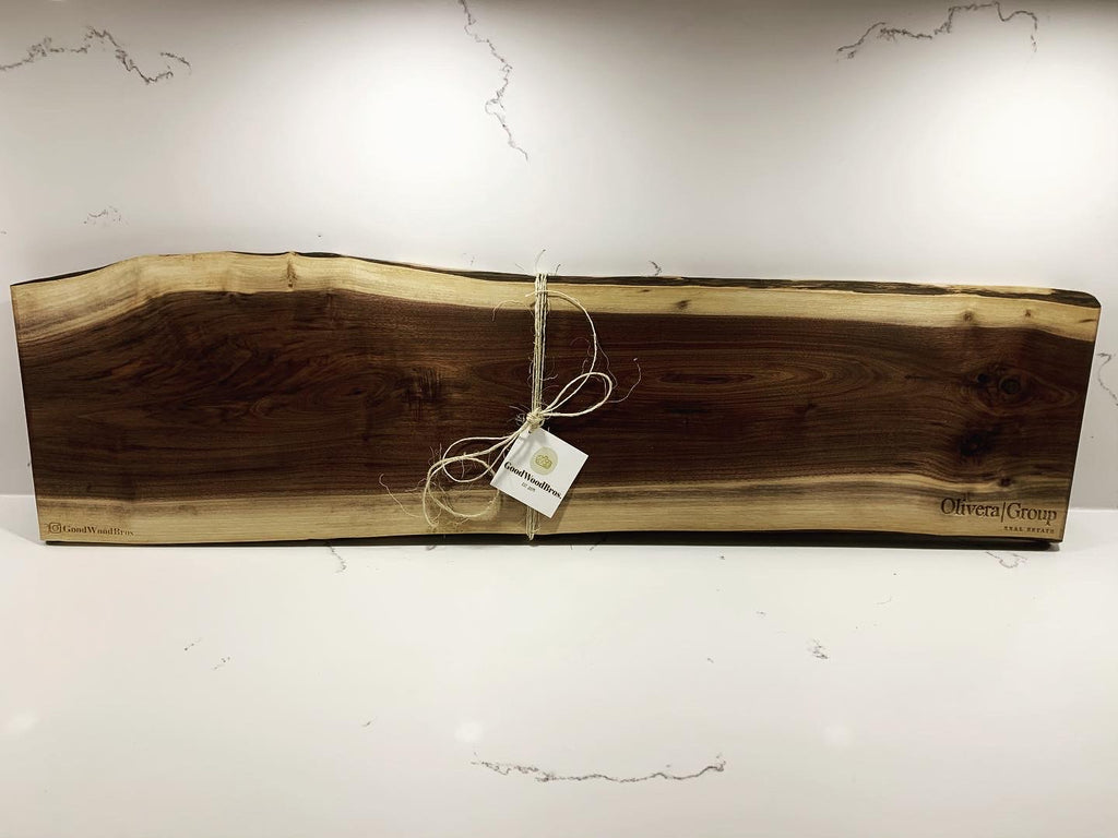Black Walnut Charcuterie Board with tag, Engraving: Olivera Group