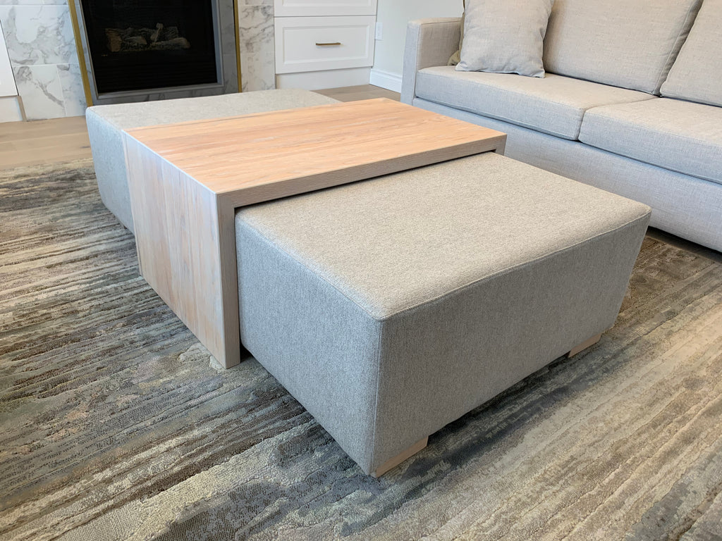 Ottoman with solid Oak coffee table