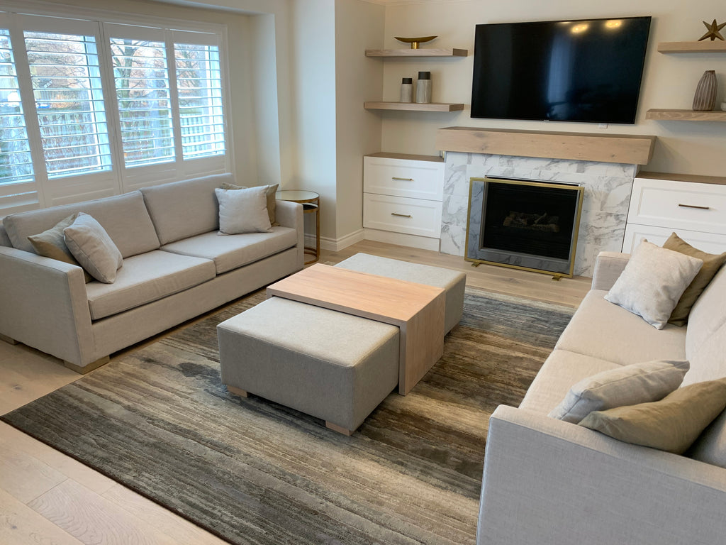 Ottoman with solid Oak coffee table